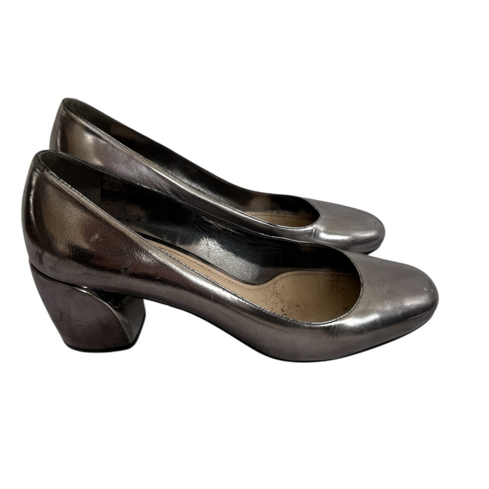 Prada Silver Heels with Block Heel and Slip-On Design Size 8 1/2